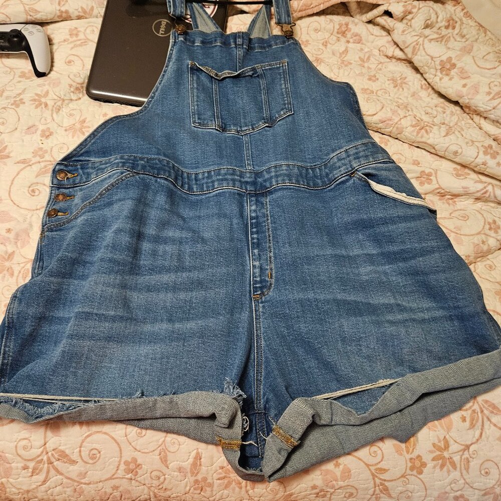 Plus size jeans overall shorts